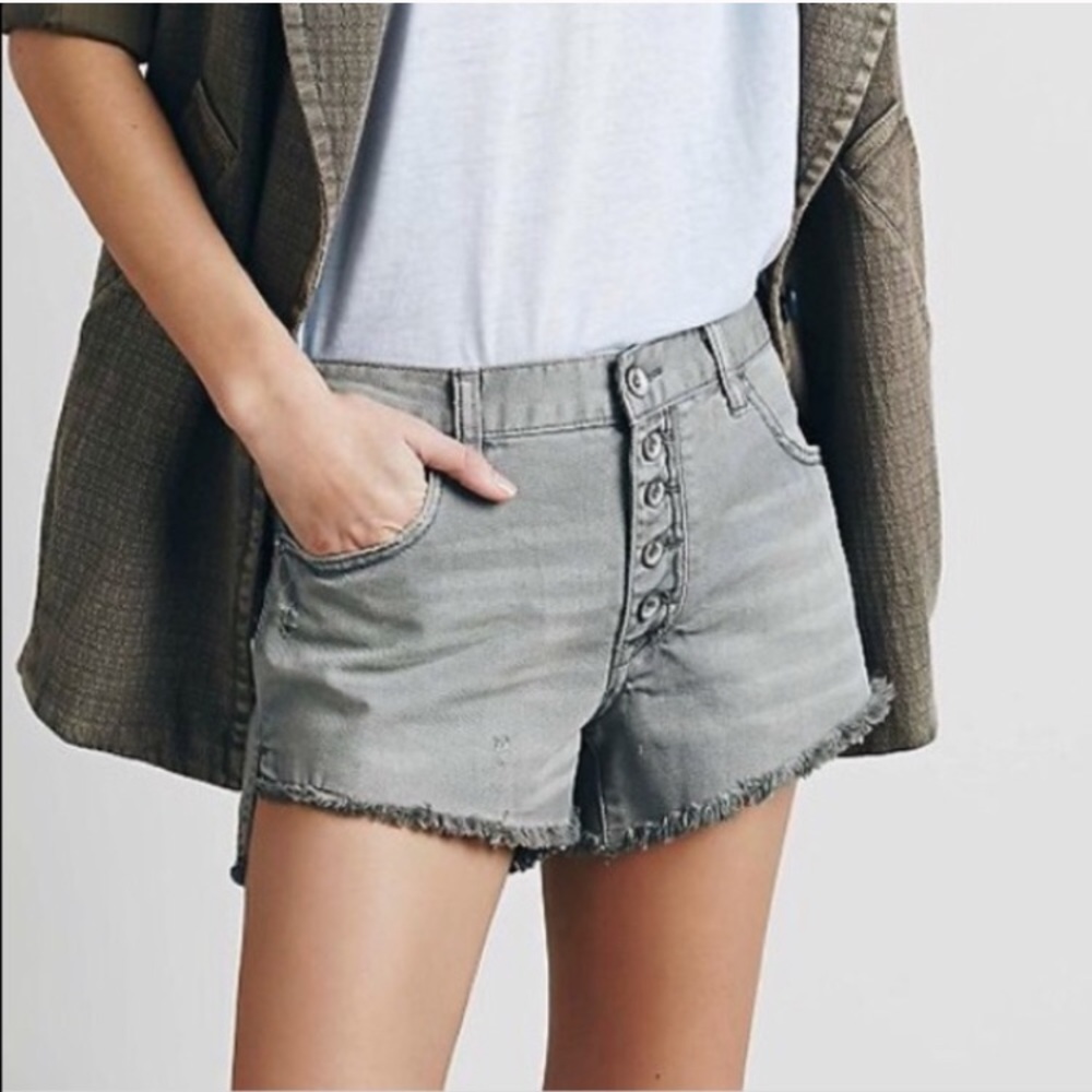 FP Runaway Cutoff Button-Fly Distressed Shorts